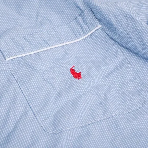 Polo Ralph Lauren Sleep Shirt Men's Large Blue Striped Pullover Long Sleeve - Picture 5 of 10